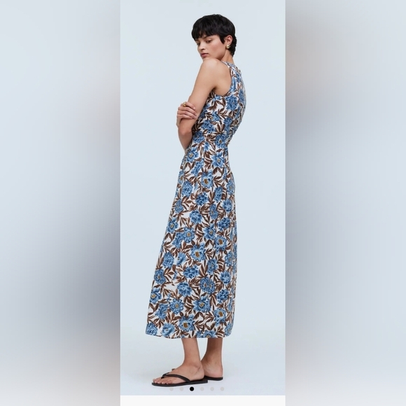 Madewell Sleeveless V Neck Midi Dress In Floral. Size 4 - Picture 4 of 12